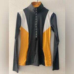 Victoria’s Secret PINK 3/4 zip pullover sport top XS gray yellow white